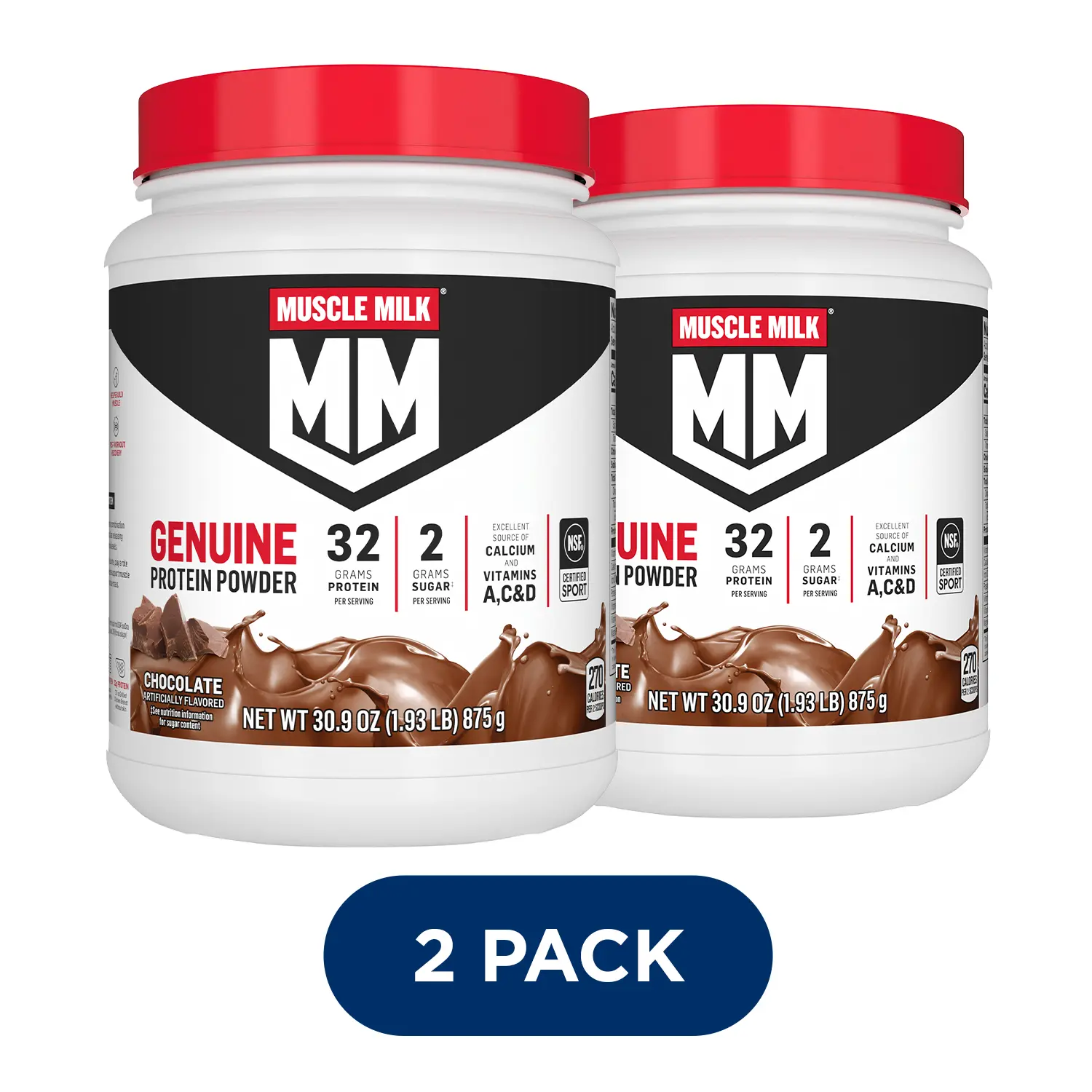 Muscle Milk Genuine Protein Powder Chocolate | 30 oz | 2 Pack