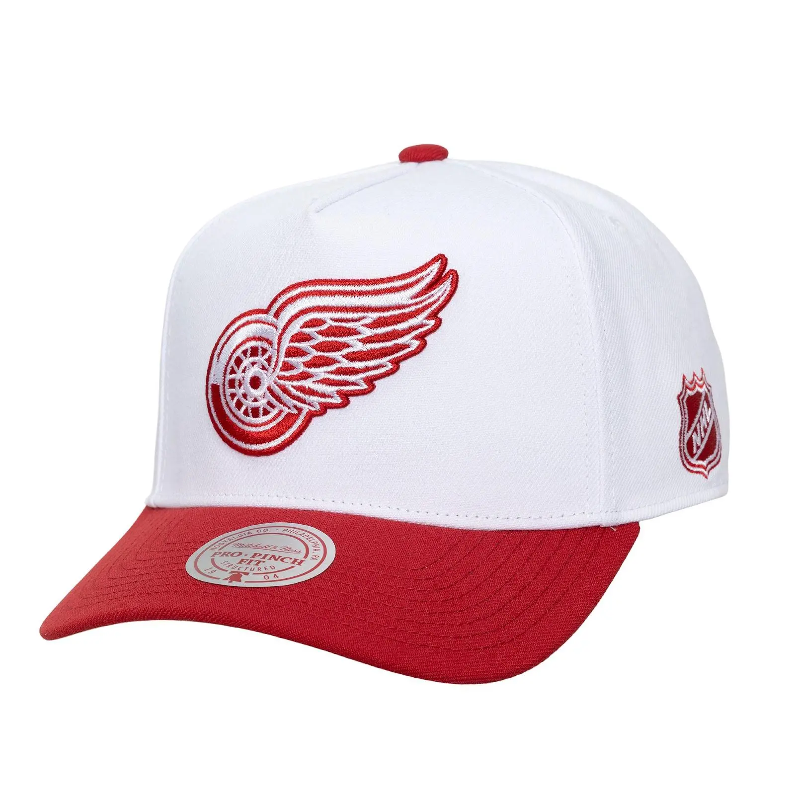 Detroit Red Wings White/Red Legendary Home Pro Pinch Snapback Hat NHL Throwback Cap Adjustable Fan Gear Mitchell & Ness