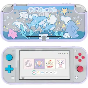 L-PCS030  Protective Case for Switch Lite Cute Slim Cover Case Anti-Scratch Shock Absorption Hard Protective Shell Compatible with Switch Lite Skin- Shark Party