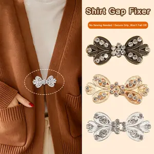 3Pcs/Set Multi-Color Bowknot Studded Clothing Clips, Metal Decorative Fasteners for Collars & Scarves, Fashion Versatile Apparel Accessories Mixed Styles