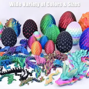 3D Printed Dragon Egg Set Toy, Full Joint Colorful Dragon Egg, Gemstone Dragon Figurine, Creative Collectible Gift, Trendy Decorative Item