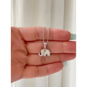 White Opal Sterling Silver Elephant Necklace