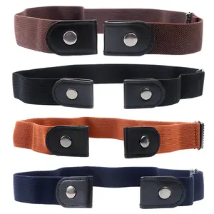 Set of 4 women’s no-buckle elastic stretch belts, comfortable invisible buckle-free belts for jeans and pants