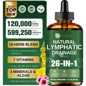 Migcopat 26-in-1 Liposomal Lymphatic Drainage Drops, Echinacea, Turmeric, Elderberry, Dandelion, Vitamins and Mullein Drops for Lungs, Lymphatic, Immune Support, Liver Cleanse Detox & Repair, 2 fl oz，#Summervibes