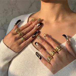 Aviara  Final Clearance, Salon Quality Press-On Fake Nails, Luxury Handmade Nail Art Design -Limited Sizes, Handmade Presson Nails