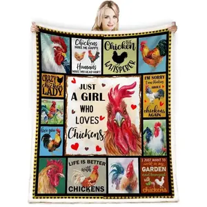 Just A Girl Who Loves Chickens Blanket - Rooster Gift Throw Blanket, Funny Colorful Chickens Pattern, 60"x50"