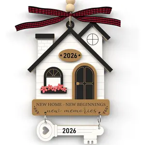House Warming Gifts for New Home, Presents for Women and Couple New House Owners, 2026 Wooden Home Ornament New Beginning Gift Ideas