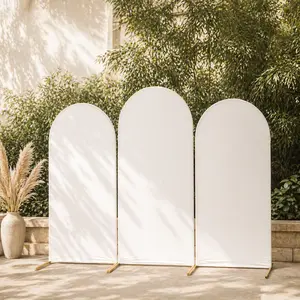 Gold Metal Wedding Arch Combo Sale 3 PCs with 1 Set Cover Orange Fabric Iris Caramel Polyester Fibre Black Blue White Pink Milk Silk Reusable Decor