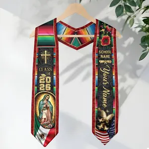 Custom Mexican Graduation Stole, Mexican Flag Graduation Sash 2026, Mexico Pattern Stole, Custom Name & School Sash Senior Graduation Gift