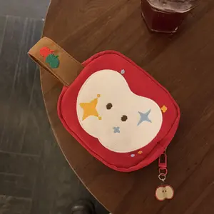 Cute Apple Storage Bag, Handheld Cosmetic Pouch, Soft Touch, Practical, Portable, Ideal for Makeup and Miscellaneous Items, Modern Style