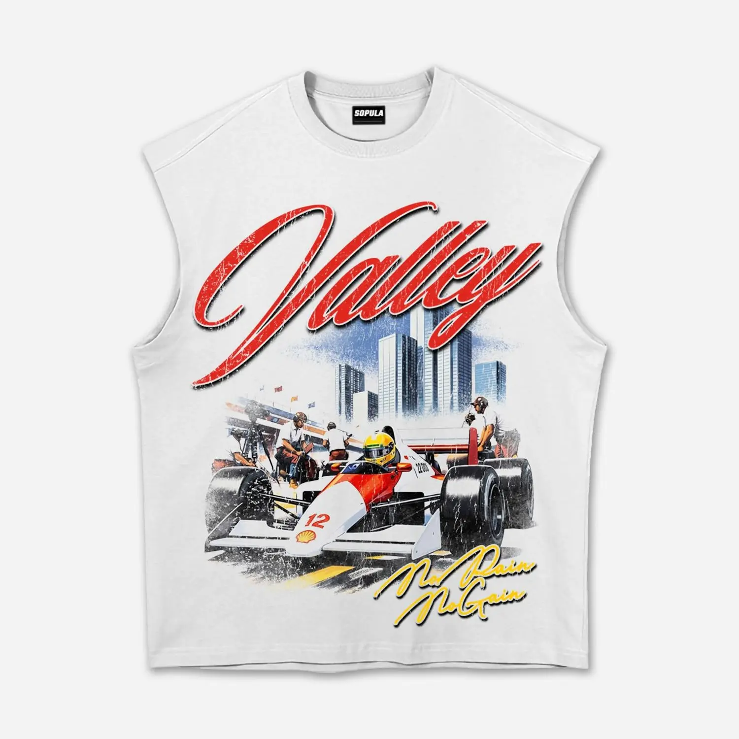 Sopula Studio Men's Valley Formula Racing Graphic Tank Top - Cotton, Casual Sleeveless Vest Tee, Menswear Basic Tropical Graphic Top, Cotton Tank, Casual Sleeveless Tank