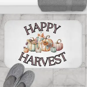 Happy Harvest Fall Autumn Themed Bath Mat