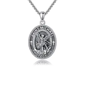 St. Michael Necklace / St. Christopher Necklace, Archangel Pendant Amulet Necklace, Silver-Plated Pendant Necklace, Fashion Jewelry, Religious Jewelry Necklace, Faith Jewelry, Unisex