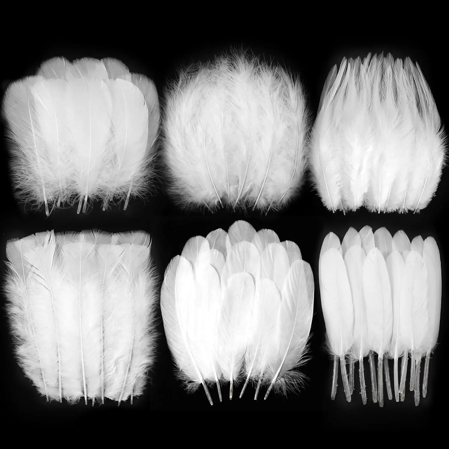 Bulk Pack White Natural Craft Feathers - 240pcs Mixed Styles Decor Ornaments for Wedding, Home Party, Room Decor, Dream Catcher & DIY Crafts Supplies