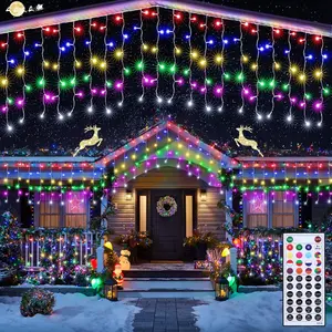 RGB Christmas Icicle Lights - 35FT Color Changing Outdoor String Lights with Remote Timer, Dripping Blood Effect for Haunted House, Roof, Eaves, Christmas Decor