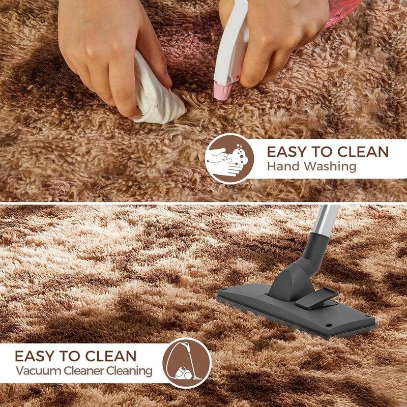Ultra Soft Rug for Living Room, 5*8 Fluffy Shag Area Rug for Bedroom, Modern Shaggy Carpets Fuzzy Rug for Teens Dorm Nursery Home Decor Aesthetic, Upgrade Anti-Skid Durable, Tie-Dyed Coffee
