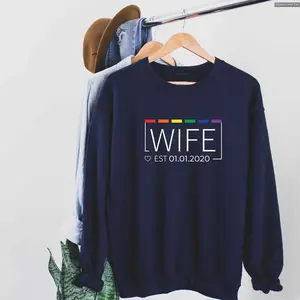 Custom Date Ang Name Matching Rainbow Sweater, Gift Sweatshirt to Friends, Holiday Wedding Sweatshirt , Unisex Vintage Shirt