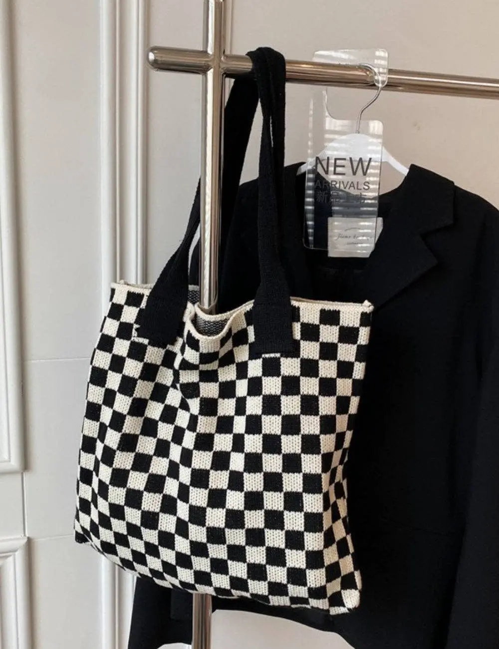 Moxie - Checkered Knit Tote Moxie - Checkered Knit Tote