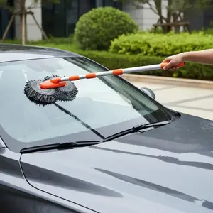 Long Handle Car Cleaning Brush with Double Brushes, Retractable Car Cleaning Mop, Professional Car Washing & Maintenance Supplies, Car Cleaning Tool