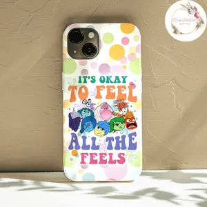 It's Okay To Feel All The Feels Inside Out Phone Case, Inside Out 2 Movie 2024 Birthday Girl Gifts, Emotions Birthday Boy Case