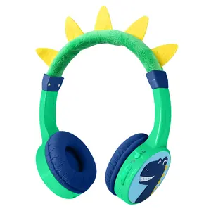 Kakabomi Bluetooth Headphone, support TF Card,Cartoon Dinosaur-design,Green Wireless Headphone, Best Birthday Gift for Kids, Safe-Volume Control,Built-in Mic for Calls/Study, Compatible with Cellphones, Laptop, Desktop,Tablet and etc