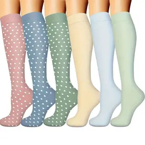 Women's Nylon Animal-Print Compression Socks (6 Pairs) - For Nurses, Running, Outdoor Sports Activities