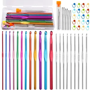 48 count Crochet Hooks Set, 21 Sizes Crochet  with Case,  Knitting , Crochet Hooks Kit with Crochet Accessories Stitch Markers Blunt  for Crocheting Yarn