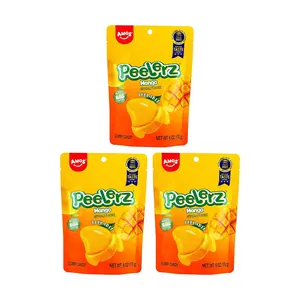 Amos Sweets Mango Gummy Candy - 3 Pack (170g Each) - Real Fruit Juice Infused, Soft & Chewy
