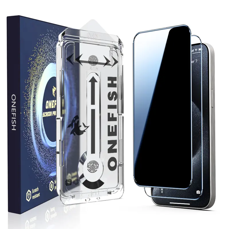 One Fish Screen Protector 2 Pack for iPhone,Samsung,Crystal Clear, Fingerprint Proof Screen Protector, Privacy Protection, Fingerprint Resistant, Dust-Free.