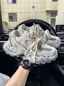 Men's Fashion Lace-Up Thick Sole Sneakers, Colorblock Patchwork Outdoor Walking Running Shoes, Casual Daily Wear, Perfect Gift Choice