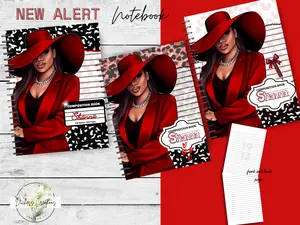 Custom Red and White Notebooks - Composition Book with Stylish Design and Name on Cover