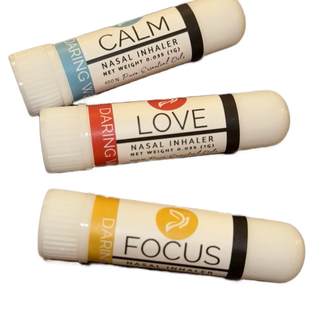 3 Pack of Powerful Daring Well Aromatherapy Essential Oil Nasal Inhaler Sticks (3 Sticks/Pack) with free keychain case aromatherapy inhaler nasal stick Healthcare Healthy boomboom Wellness