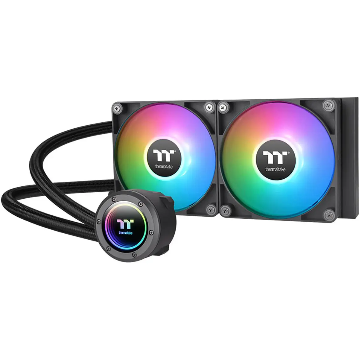Thermaltake TH240 V2 240mm ARGB Sync All-in-1 CPU Liquid Cooler - Black, ARGB Lights, Copper Base, Industrial Look, Ideal for PC Builders