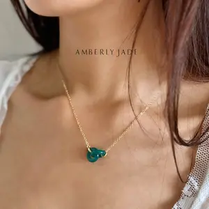 Eternal Bond Jade Necklace - Hand-Carved Unity Pendant, 18K Gold-Plated, Unique Design, Elegant Style