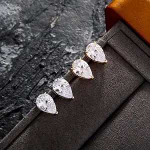 4/5/6/8mm Giant Teardrop Zircon Stud Earrings – Trendy Hip-hop Unisex Fashion Jewelry, Perfect Anniversary Gift