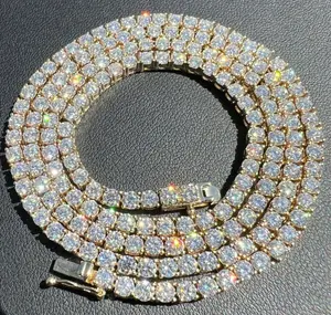 3MM 925S & VVS MOISSANITE TENNIS CHAIN  GOLD