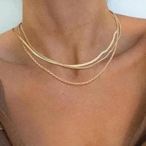 KOPERIN Herringbone Necklace for Fashion Dainty Snake Chain Choker Necklaces,Simple Layered Necklaces,Jewelry Gift for Fashion