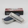 KONGSHENG AM20  10-Hole Diatonic Harmonica - Unisex Blues Harp for Beginners & Players, Phosphor Bronze Reeds, Chrome-Plated Copper Reed Plates, Smooth-Feel Food-Grade ABS Moisture-Resist Comb, Embossed Metal Cover, Richter Tuning (103x30x22mm), Moist