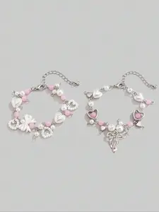 Cute Bow & Heart Design Bracelet, Fashion Jewelry for Party, Daily Clothing Decor, Trendy All-match & Exquisite Jewelry for Birthday Gift, Heart Shaped Bracelet