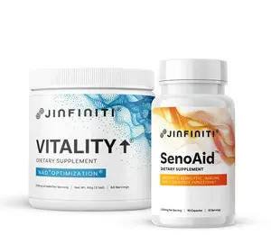 JINFINITI Vitality NAD+ Booster Powder (60g) and SenoAid Senolytic Supplement Complex (90 Capsules) Dietary Supplement Bundle