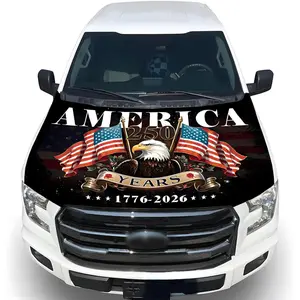 American Car Hood Cover - 59x51 American Car Hood Cover Flag Bonnet Banner with 2 Adjustable Triangular Fasteners, Universal Fit for Trucks, SUV, Patriotic Car America Flag Decor