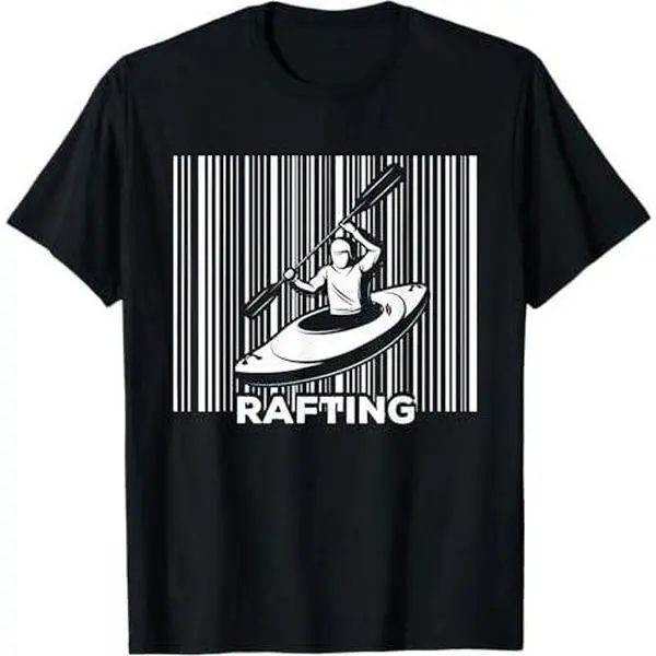 Rafter Whitewater River Barcode Extreme Sport Raft - Rafting T-Shirt