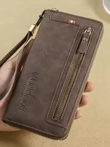 Men's Long Wallet Handbag, Crocodile Pattern Zipper Purse, Multi-Functional Large Capacity Card Holder, Envelope Clutch Bag for All Seasons