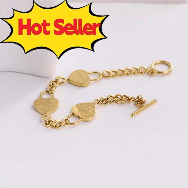 Couples Matching Heart Bracelets, 2-Piece Gold & Silver Tone Magnetic Charm Bracelet Set for Valentine's Day