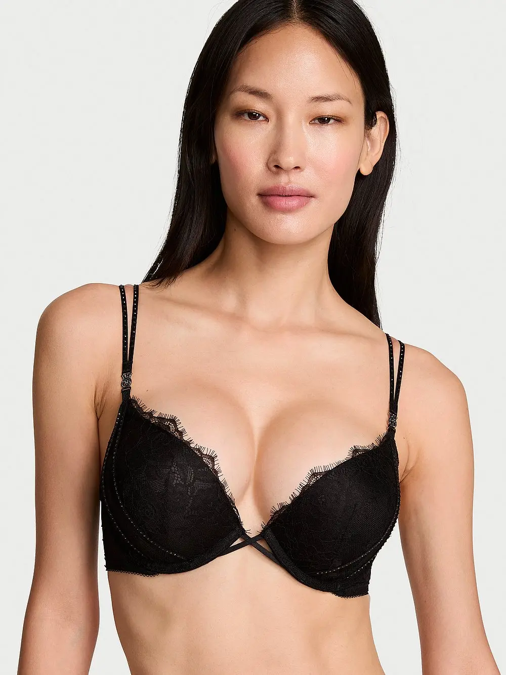 Victoria's Secret Bombshell Add-2-Cups Rose Lace Shine Push-Up Bra