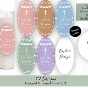 Baptism Cielito Lindo Oval Candle Labels Any Occasion