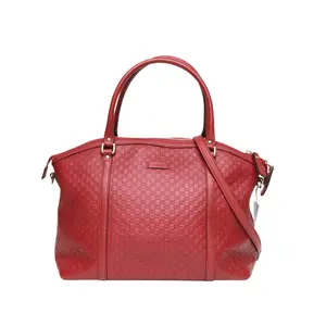 Pre-owned GUCCI leather Tote Bags 【DIZ】Red Gold Hardware Monogram Embossed P216955022