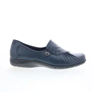 Cobb Hill Paulette CAG01NV Womens Blue Leather Wide Loafer Flats Shoes