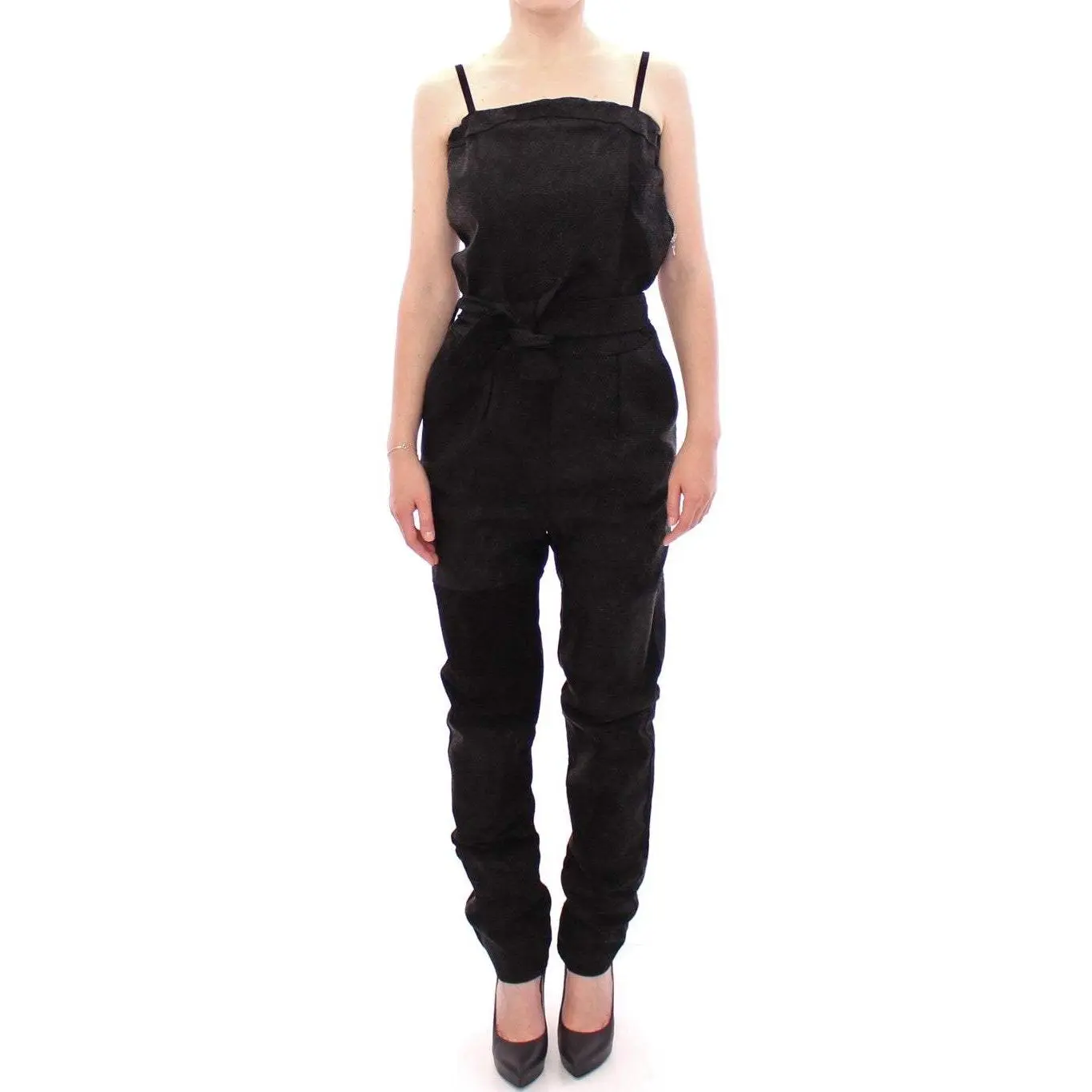 La Maison du Couturier Black Leather Jumpsuit