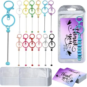36-Piece Beaded Keychain Set, Includes Reusable Sealed Bags & Thank You Cards, Perfect for DIY Crafts & Jewelry Making